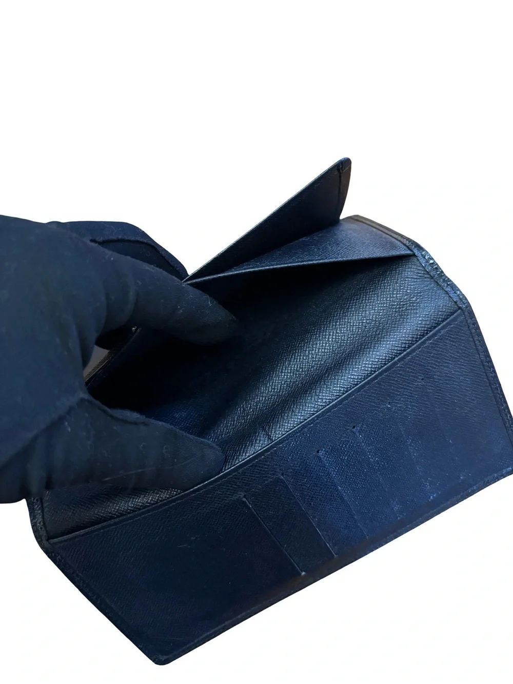 Authentic Louis Vuitton Taiga Leather Long Wallet in Black